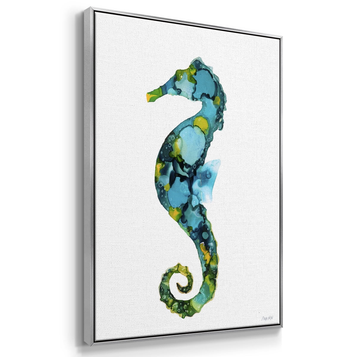 Seahorse Framed Premium Gallery Wrapped Canvas - Ready to Hang - 17 x 25 - Silver Floating Frame