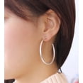 thumbnail image 2 of Pomina Tubular Open Round Classic Matte Gold Hoop Earrings for Women (Matte Silver), 2 of 5