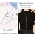 thumbnail image 3 of Silvora Silver Lariat Necklaces Earrings Set for Women Drop Bar Pendant Y-Necklaces Adjustable Long Chain with Vertical Bar Earrings Elegant Jewelry Gifts for Granddaughter Sister Christmas, 3 of 7