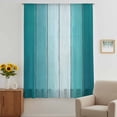 thumbnail image 3 of Aqua Ombre Sheer Curtains 63 Inches Long, Vintage Country Wooden Light Filering Curtains, Breathable Simi Curtain Privacy Drapes for Living Room Bedroom Lightweight Window Treatment, 3 of 9
