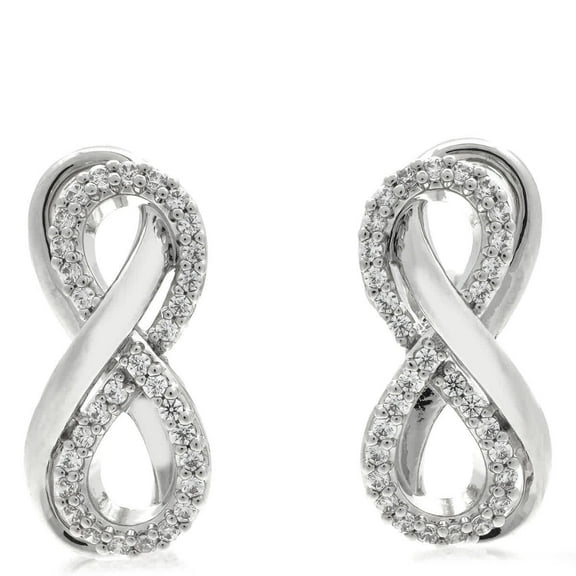 Swarovski Hyperbola Pierced Earrings Figurative Studs Pave Rhodium Shiny White