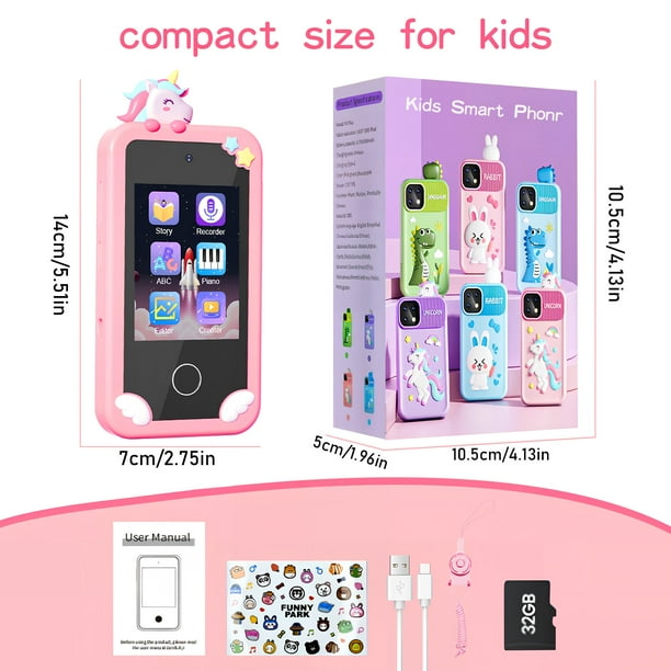 YTKUS Kids Smart Phone - 2.8 Touchscreen, 16 Games, Dual Camera