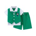 thumbnail image 2 of Agkizg 2PC Preppy Faux Layered Short Sleeve Collared Shirt Cargo Shorts Set Casual Outfits (Toddler Boy's or Toddler Girl's),2-Piece Set,Sizes 1-6 Years, 2 of 4