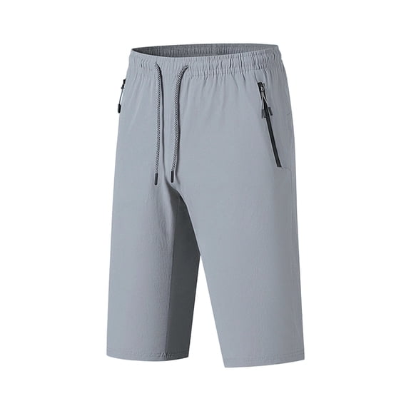 UAMVSH Big and Tall Shorts for Men Summe Cooling Capri Pants Quick Dry Casual Elastic Waist Drawstring Long Shorts with Zipper Pockets
