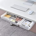 thumbnail image 2 of Large Capacity Under-Desk Invisible Storage Drawer, Adhesive-Mounted r for Office, Dorm, Makeup Table - Cable & Small Item Holder, Durable 60-80% New Material Construction, White Base with, 2 of 6