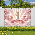 thumbnail image 7 of Pink Balloons Birthday Banner Glitter Number Floral Decor Celebration Background for First Birthday Children's Party, 7 of 7