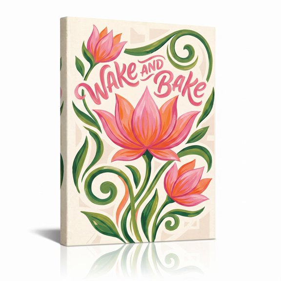 XaaKee Retro Lotus Wake Acrylic Art Prints Framed Flowers Canvas Wall Art 18*12Inch