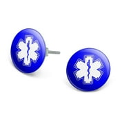 GRAPHICS AND MORE Star Of Life Medical Health EMT RN MD Novelty Silver Plated Stud Earrings