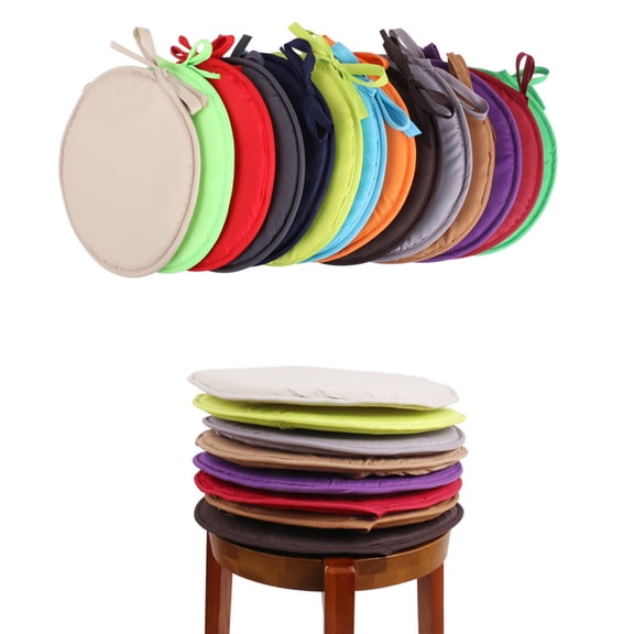 Indoor Outdoor Round Chair Cushion, 38 Cm Diameter Thick Round Seat Mat, Garden Terrace Furniture Mat With Tie Straps For Patio Lawn Indoor Use And Outdoor Dining Areas,