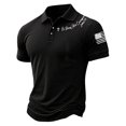 thumbnail image 2 of GrmtClth Mens American Flag Polo Shirt Casual Collared Shirt Breathable Top Button Up Short Sleeve Fashion Golf Polos Black M, 2 of 4