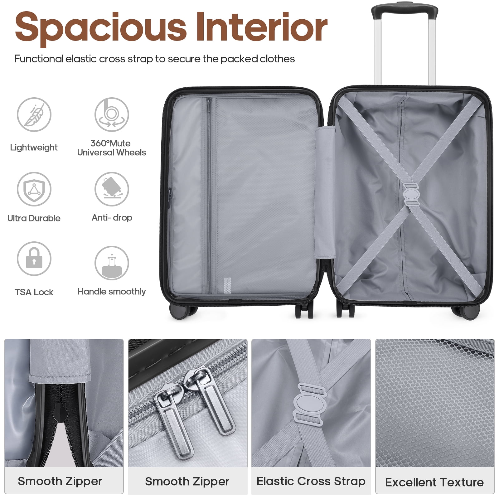 MIUSSE Hard Shell Luggage Sets, 3 Piece Luggage Set, 20/24/28 IN Carry On Luggage with TSA Lock Spinner Wheels, Hard Shell Suitcases Women Men