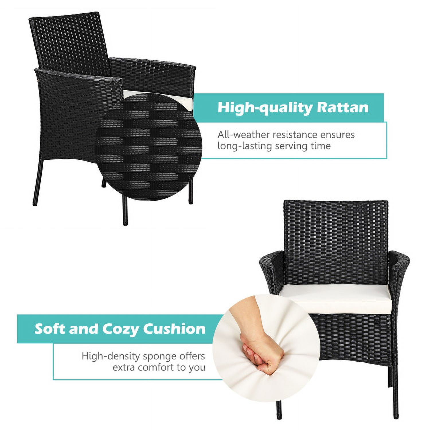 Aimee Lii 2 Pieces Patio Wicker Chairs with Cozy Seat Cushions, Outdoor Patio Set