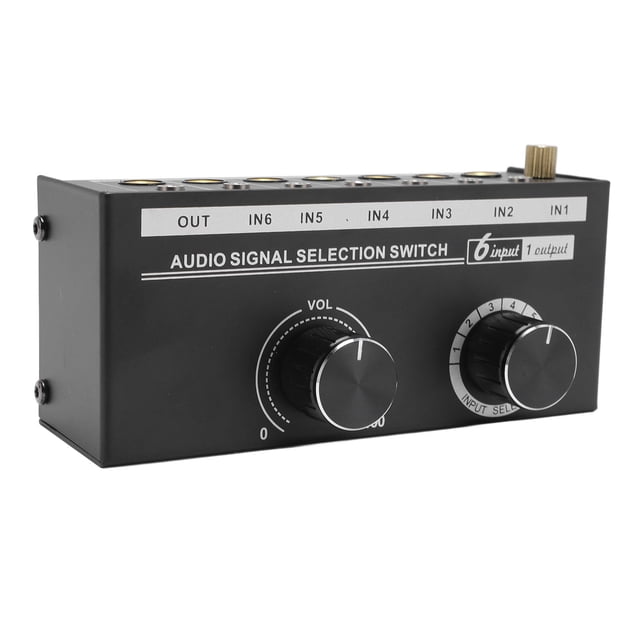 6 In 1 Output Sound Switcher, Volume Control 6 Way Sound Switcher for Cell Phone CD Player Decoder