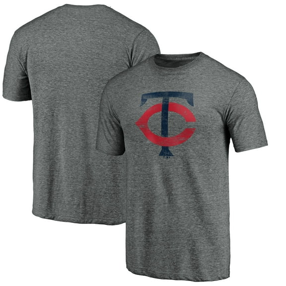 Men's Heather Gray Minnesota Twins Weathered Official Logo Tri-Blend T-Shirt