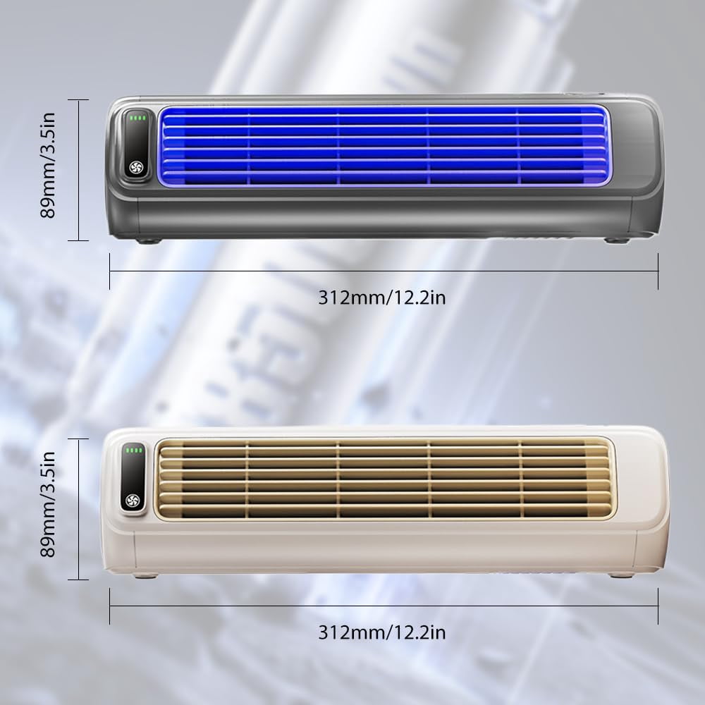 Bladeless Wall-Mounted Fan for Kitchen and Bedroom, 3-Speed Portable Cross-Flow Personal Fan with Punch-Free Installation, AC-Style Quiet Fan