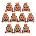 thumbnail image 1 of 10 piezas Halloween manojo boca calabaza arpillera bolsa con cordón imitación lino regalo caramelo bolsa de almacenamiento, 1 of 5