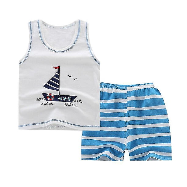 12M 55GoldSummer Cute Cartoon 2pcs Niños Bebé Niños Niñas Chaleco de dibujos animados Top Shorts Pantalones Conjunto Ropa Niños Pijamas Niñas Ropa Conjuntos esquí esquí Gafas de esquí