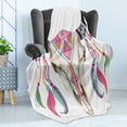 thumbnail image 4 of Longhorn Soft Flannel Fleece Throw Blanket, Bull Skull Image with Tribal Ornate and Colorful Feathers on Plain Backdrop, Cozy Plush for Indoor and Outdoor Use, 70" x 90", Multicolor, by Ambesonne, 4 of 5