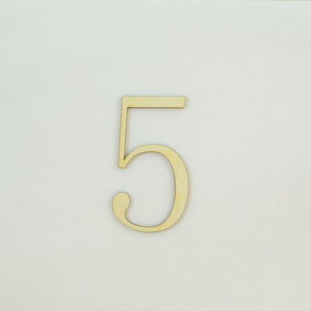 1 Pc, 12 Inch X 1/8 Inch Thick Fangsong Font Wood Numbers 5