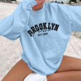 thumbnail image 2 of Fall Sweatshirts for Women Long Sleeve Crew Neck Drop Shoulder Letter Print Trendy Clothes 2025 Light Blue, 2 of 4