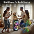 thumbnail image 2 of FanFun Large Karaoke Machine, Bluetooth Party Speaker with 2 Mics, LED Lights, Portable Karaoke System with Trolley Bar, Wheels & Remote Control, T9, 2 of 9