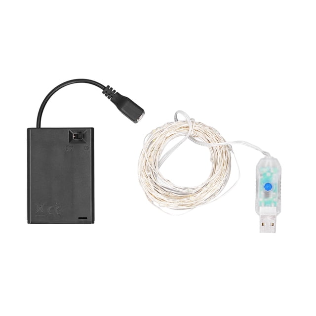 Cuerda de luz LED de 32,8 pies, alambre de cobre de estrella, cadena de luces colorida alimentada por batería, luz decorativa de Navidad DIY