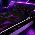 thumbnail image 3 of Erosebridal 3D Purple Abstract Zipper Twin Comforter Sets with Fitted Sheet and 2 Pillowcases for Boys Men, Neon Glow Texture Print Zipper Bedding Set, Black Reversible, 4 Pieces, 3 of 7
