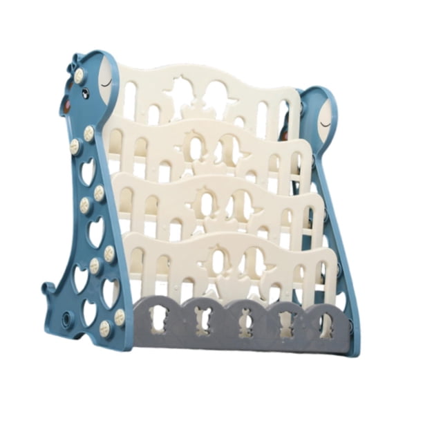 Estantería infantil, requiere montaje, estanterías resistentes, soporte para libros ilustrados para habitaciones de niños y niñas, salas de juegos, ha azul de 4 niveles
