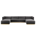 thumbnail image 3 of Modway Conjure Channel Tufted Performance Velvet 6-Piece Sectional in Gold Gray, 3 of 10