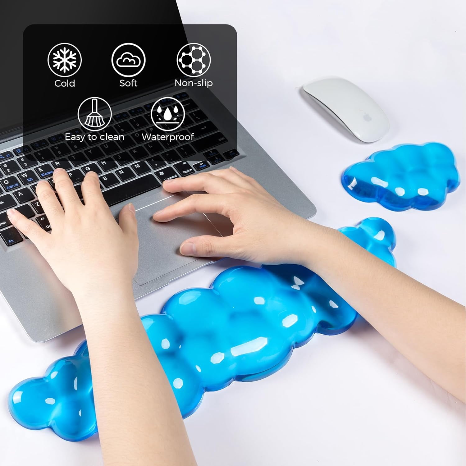 Gel Cloud Keyboard & Mouse Wrist Rest Set - Cloud Keyboard Wrist Rest Pad & Mouse Support for Office Gaming Pad Computer Laptop Ergonomic Comfortable Pain Relief- Cloud Pad Set
