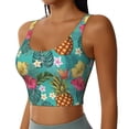 thumbnail image 2 of Gukieu Pineapple Print Women's Sports Vest, Low-neck U-shaped Removable Pad Sports Bra for Yoga, Exercise, Dance-Small, 2 of 8
