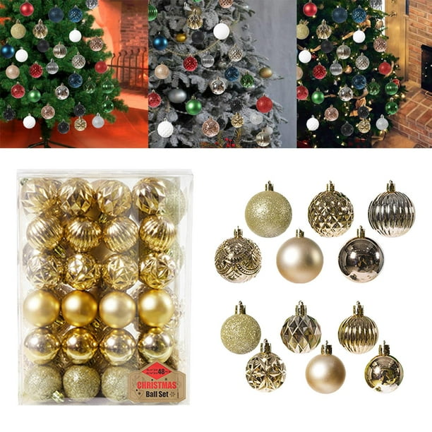 Colgante de bolas de Navidad 48 Uds Macarena Adornos colgantes 6cm 4cm Dorado