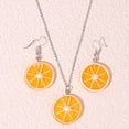 thumbnail image 4 of Ensemble Collier et Boucles d'Oreilles Pendentif Tranche de Citron Collier avec Boucles d'Oreilles Assorties Ensemble de Bijoux de Festival Carnaval Performance pour Femmes, 4 of 7