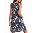 thumbnail image 2 of Summer Dresses for Women Beach Lace V-Neck Sundresses Casual Tropical Print Sleeveless Short Dress Green XXL, 2 of 7