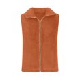 thumbnail image 6 of Fanxing Clearance 2025 Womens Fuzzy Sherpa Fleece Jacket Plus Size Lightweight Vest Coat Cozy Sleeveless Cardigan Zipper Waistcoat Outerwear with Pocket Orange,XXL, 6 of 7
