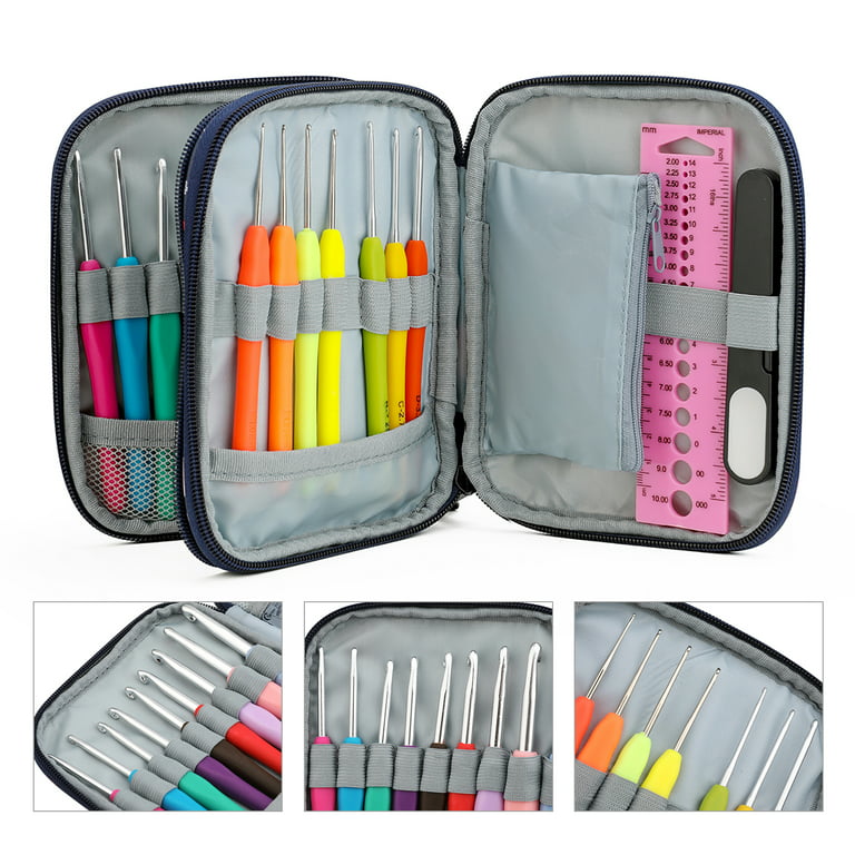 Ctcwsh Full Size Crochet Hooks Kit with Case,56-Piece Ergonomic Crochet  Hook Set Size 0.5mm-8mm,Knitting Needles with Storage Bag and Accessories  for