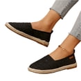 thumbnail image 5 of pwidon Women's Espadrille Flats Slip On Closed Toe Textured Glitter Linen Comfort Walking Casual Loafers Black 5.5, 5 of 5