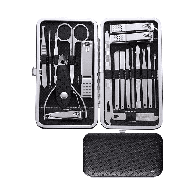 19 pzs Set Manicura Y Pedicura Et Manicura Aceros Inoxidables Lab.G, Plata