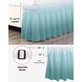 thumbnail image 3 of Turquoise Ombre Wrap Around Bed Skirts for Queen Bed 16" Drop,Bed Skirt with Adjustable Elastic Belt Dust Ruffle Bed Valance for Bedroom Hotel Teal White Gradient Modern Abstract Art Bed Frame Cover, 3 of 7