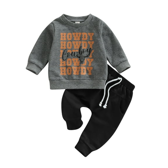 Toddler Baby Boy Fall Winter Outfits Cow Print Sweatshirt Tops Casual Pants 2Pcs Clothes Set