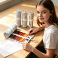 thumbnail image 2 of Leeye Large Pencil Organizer Portable Rolling Colorful with 24pockets Capacity and for Artist Needs, 2 of 3