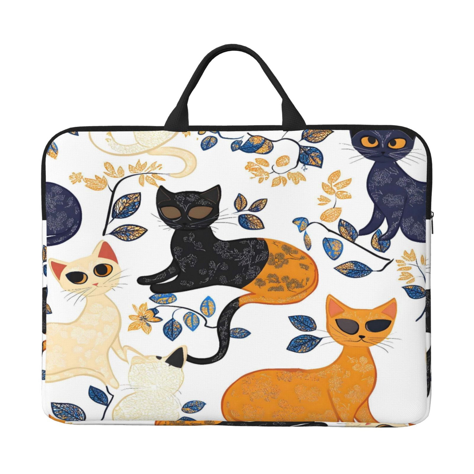 Laptop Sleeve Bag For Women Men 14inch Waterproof Durable Protective Computer Carrying Cover Handle Laptop Case Bag Abstract Cat