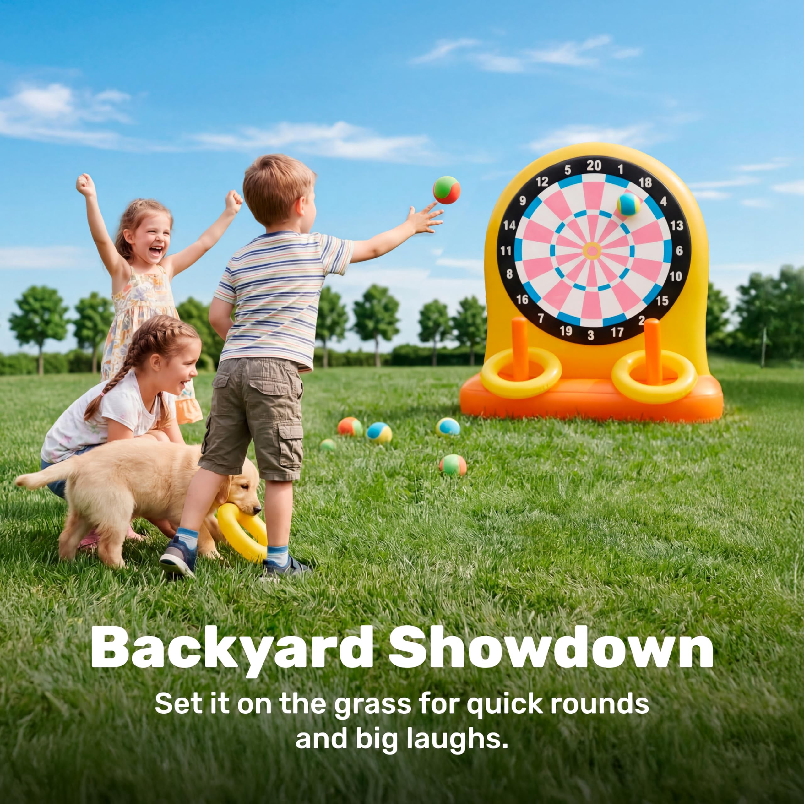 2-in-1 Inflatable Dart Board and Ring Toss Game Set