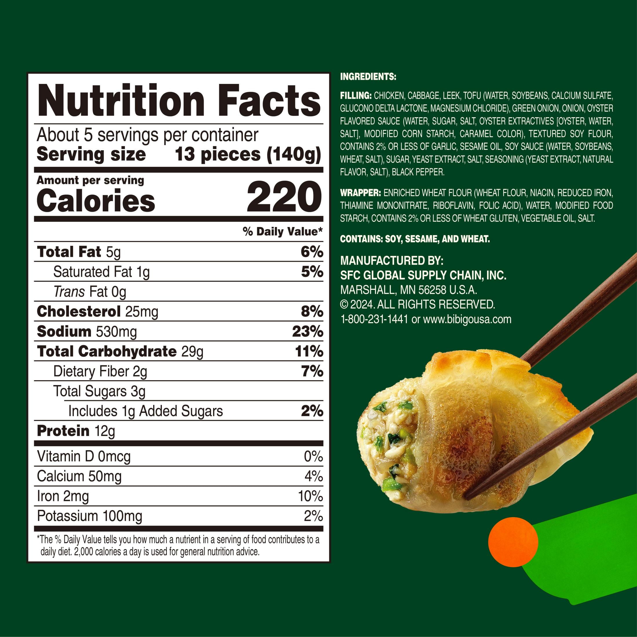 Bibigo Frozen Mini Wontons Chicken & Vegetable Dumplings, 24.0 oz