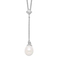 thumbnail image 2 of Auriga Fine Jewelry 925 Sterling Silver Rhodium-plated 8-9 mm White FWC Pearl CZ Drop Necklace for Women 18", 2 of 6
