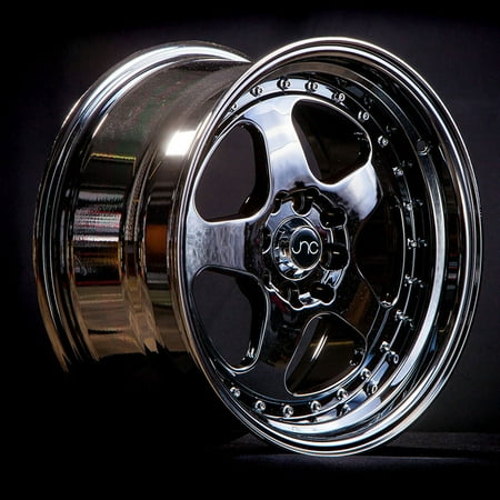For 15x8 inch (1 Single Wheel Only) JNC Wheels - 15" JNC010 Black Chrome Rim - 4x100/4x114.3 JNC Wheels-18515181318