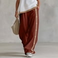 thumbnail image 6 of Admvng Women's Side Button Striped Wide Leg Pants Casual High Waist Lightweight Daily Trousers, 6 of 6