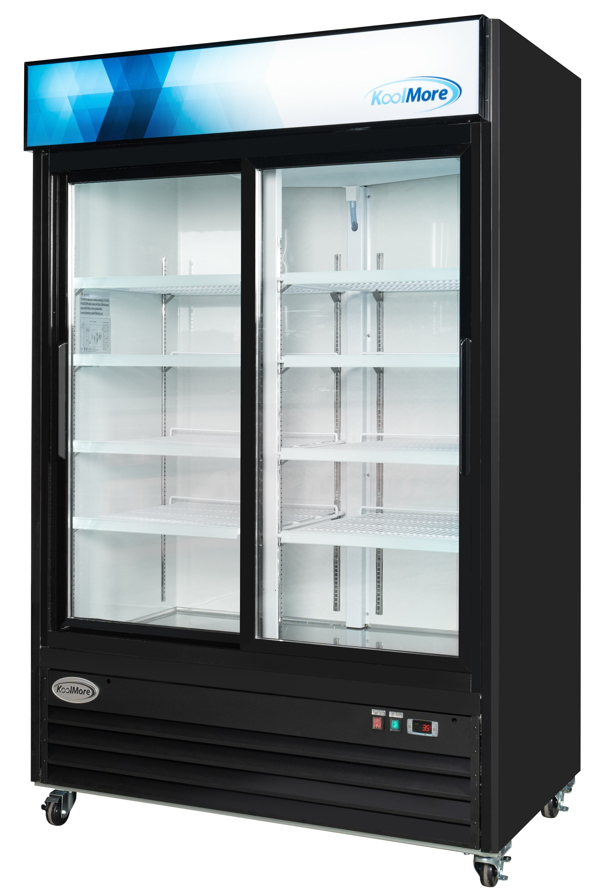 KoolMore 53 in. Commercial Two-Glass-Door Display Refrigerator Merchandiser with LED Lighting - 45 Cu. ft.