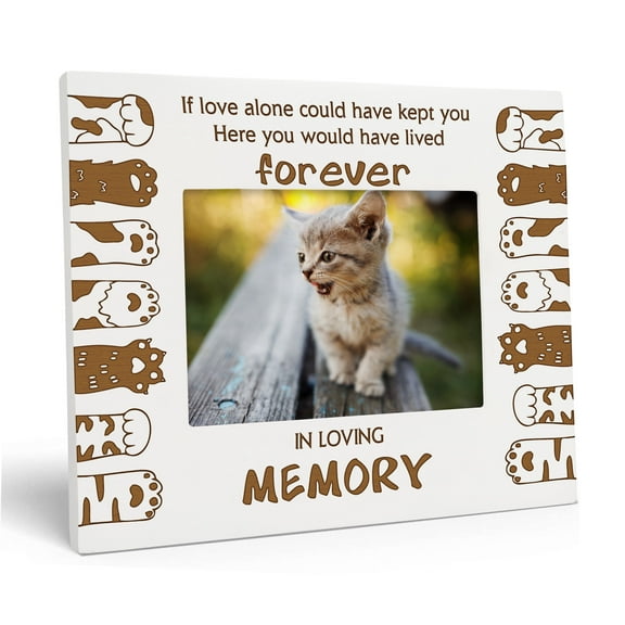 Darling Souvenir Made With Love Engraved Table Top Photo Frame Wooden Forever In Lovely Memory Quotes White Picture Frame Gift For Brothers Day, 4x6 Inches Horizontal Photo Size