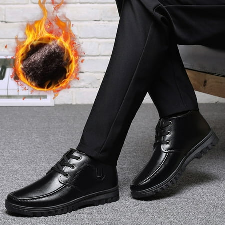 

Cathalem Women Dress Boots Men Warm Shoes Casual High Top Cotton Shoes Old People Cotton Shoes Old Men Leather Womens Snow Boots Black 8
